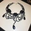 Dark Style Multi-Layer Teardrop Seed Bead & Crystal Flower Necklace - Punk & Elegant Women’s Clavicle Accessory
