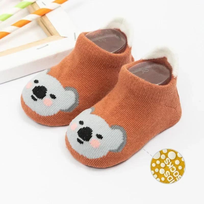 New Winter Spring Anti Slip Baby Socks Cute Cartoon Animal Letter Print Toddler Kids Floor Sock Rubber Soles Baby Boy Girl Socks