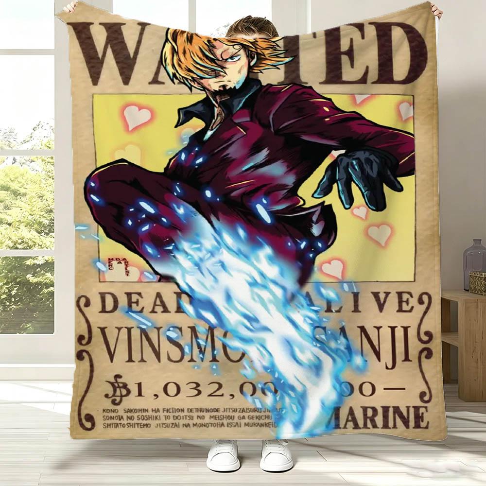 O-One P-Piece Sun God Wanted Luffy Anime Roger Flannel Blanket Soft Throw Blanket Art For Home Decor Bed Sofa Picnic Fans Gifts