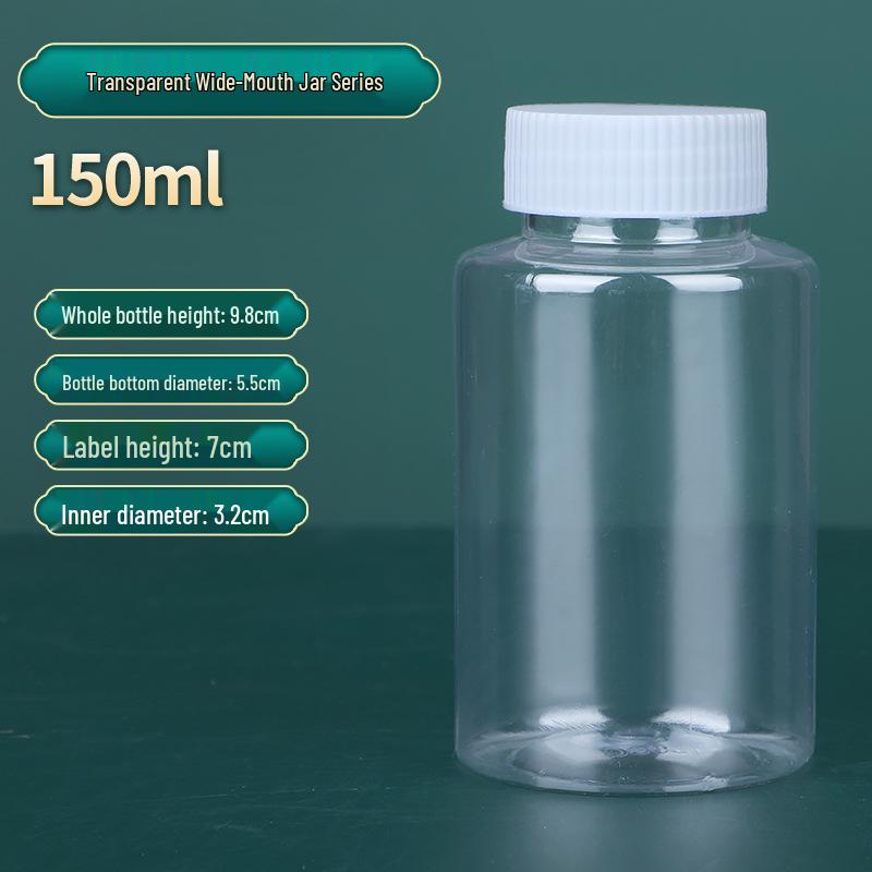 30, 50, 100ml Wide-Mouth Transparent Plastic Bottles with Lids for Samples