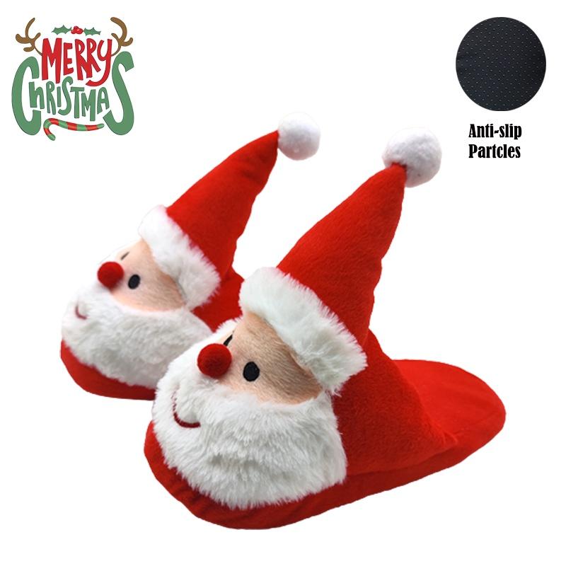 Christmas-themed Fuzzy Slippers For Kids And Women With Memory Foam And Anti-slip Sole