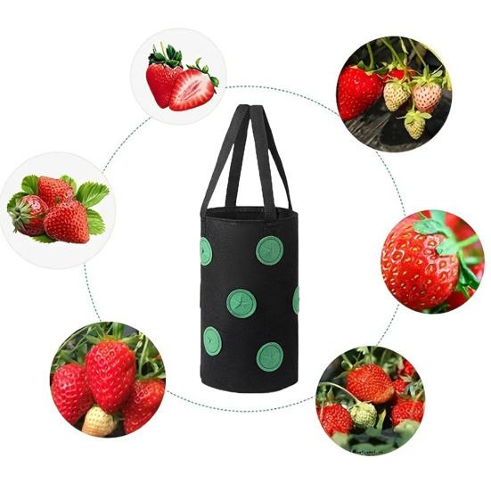 Planting Bag with 13 Holes Not Easy To Deform Breathable Hanging Type Reusable Multifunction Non-woven Fabric Strawberry Grow Bag Garden Supply
