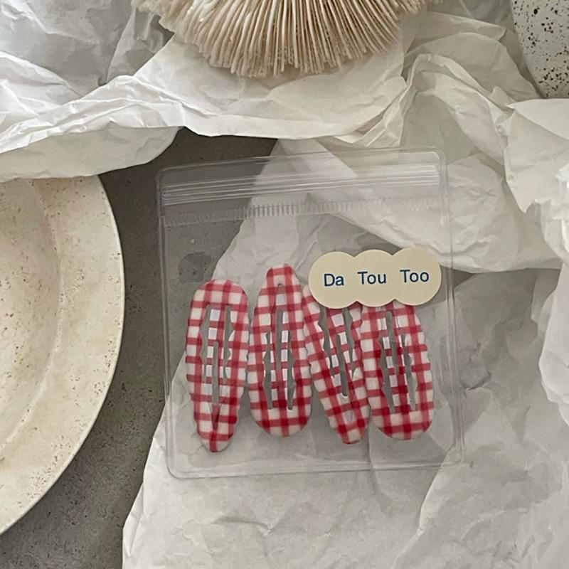 College Style Fashion Color Contrast Plaid Water Drop BB Clip Suit Cute Young Student Female Broken Hair Fringe Hairpin New