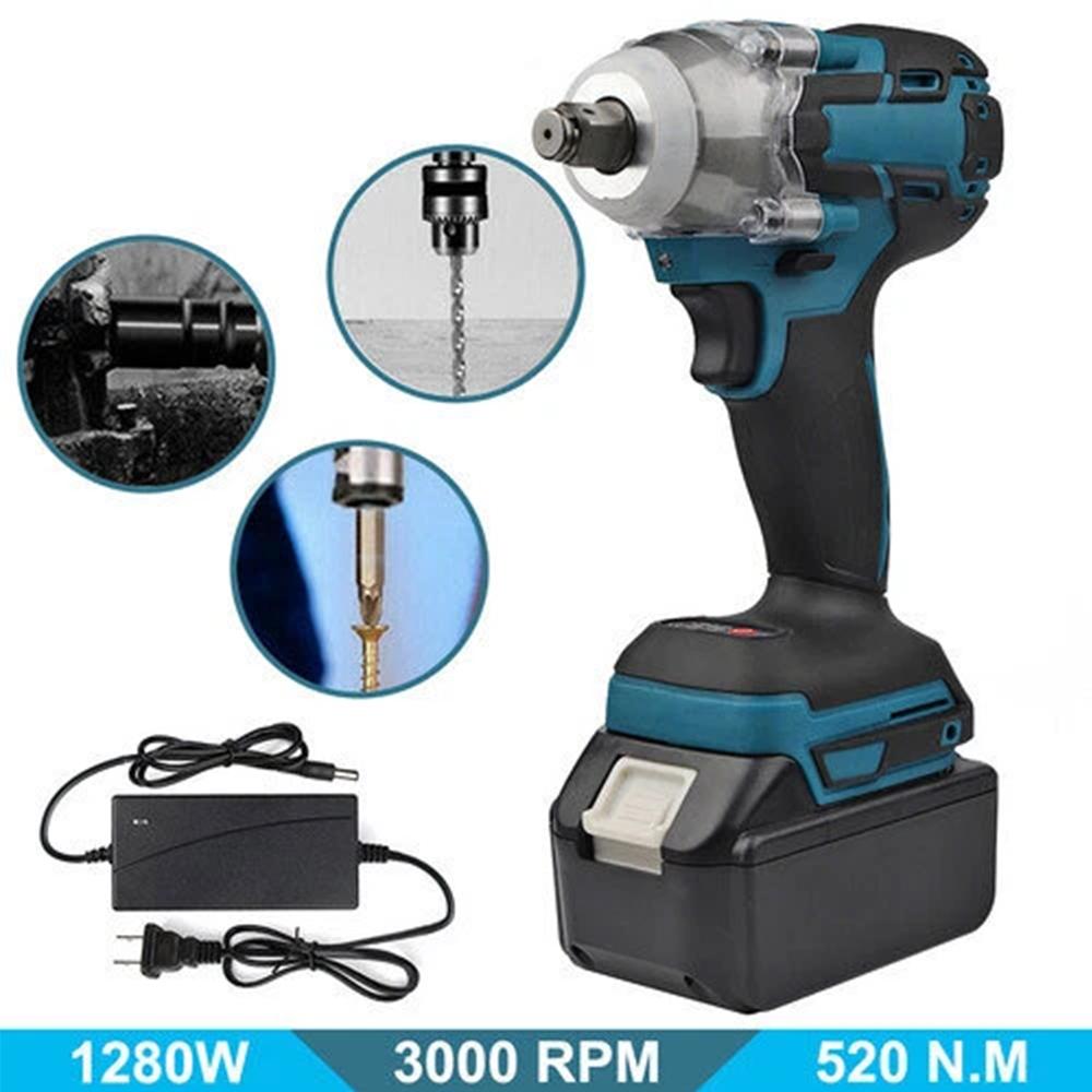 1/2 Inch Brushless Cordless Electric Impact Wrench Gun Hand Drill Versatile Socket Power Tool With 21V Battery Toolbox Set