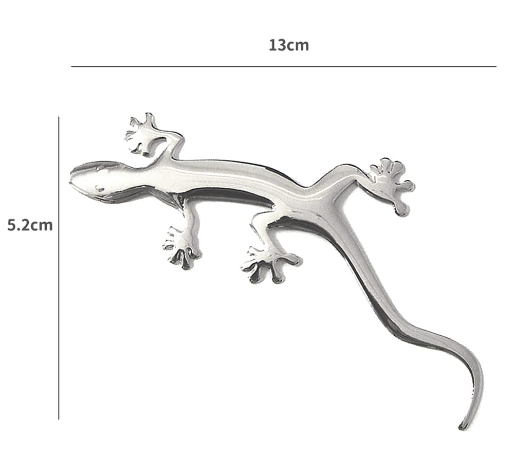 Gecko Car Sticker, 3D 3D, Cute Eyes, Emblem, Gecko, Lizard, Gecko, Silver Seal, Car Supplies, Easy To Apply, Curved Surfaces