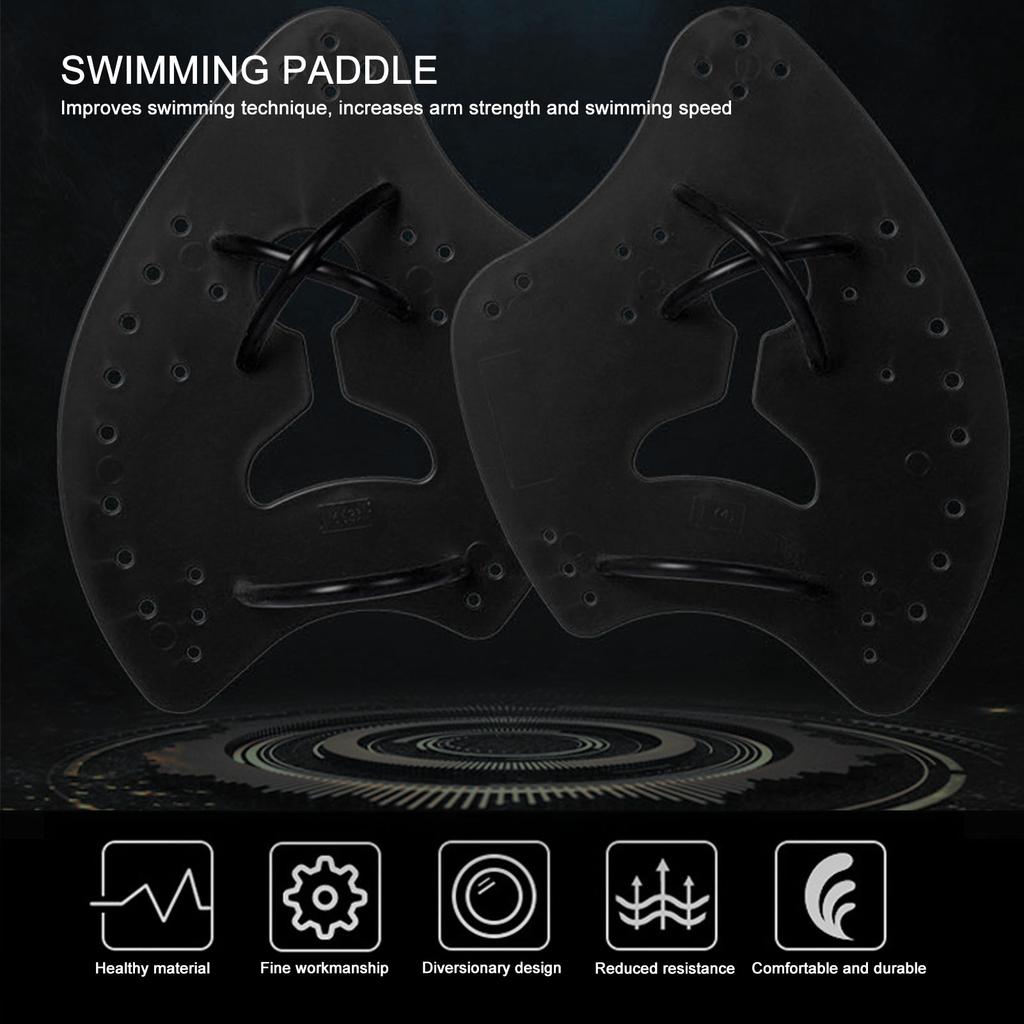 1 Pair Hand Paddles for Swim PP Silicone Adjustable Hand Fin Flipper Flat Paddle Swimming Training Aid for Men Women Children Black S