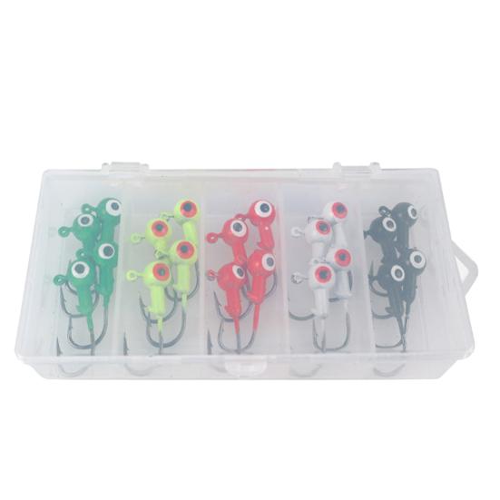 20Pcs 2.5CM/2.5G Colorful Eyes Fishhook Heavy Duty Metal Barbed Round Head Fishing Hook Freshwater Saltwater Bass Fishing Accessories