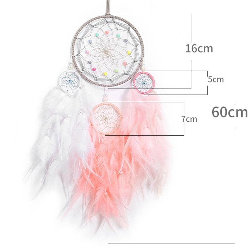 Nordic Pink Feathers Dream Catcher Wall Hanging Large Wind Chimes Home Decorations Handmade Accessories For Birthdays Gifts