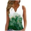 Women's Fashion V-neck Vest Loose Vintage Print Sleeveless Top T-shirt