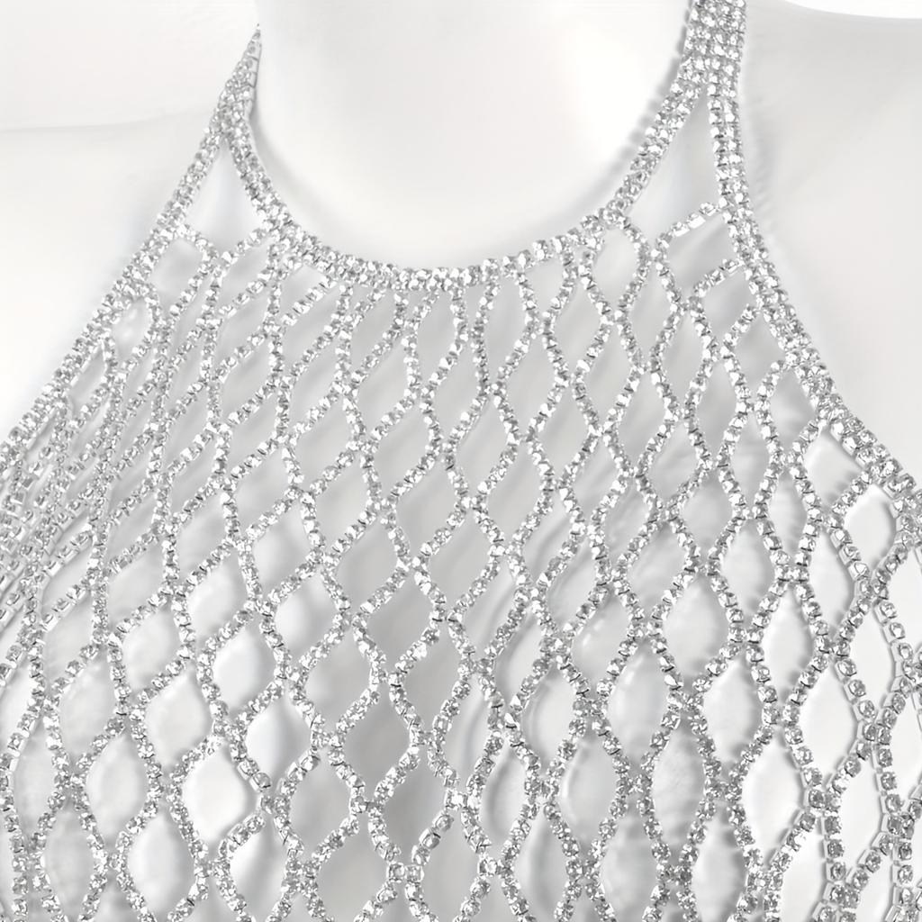 Exaggerated Hollow Out Crop Top Body Chain Inlaid Shiny Rhinestone Sexy Body Chain Jewelry Decoration Female Party Favors