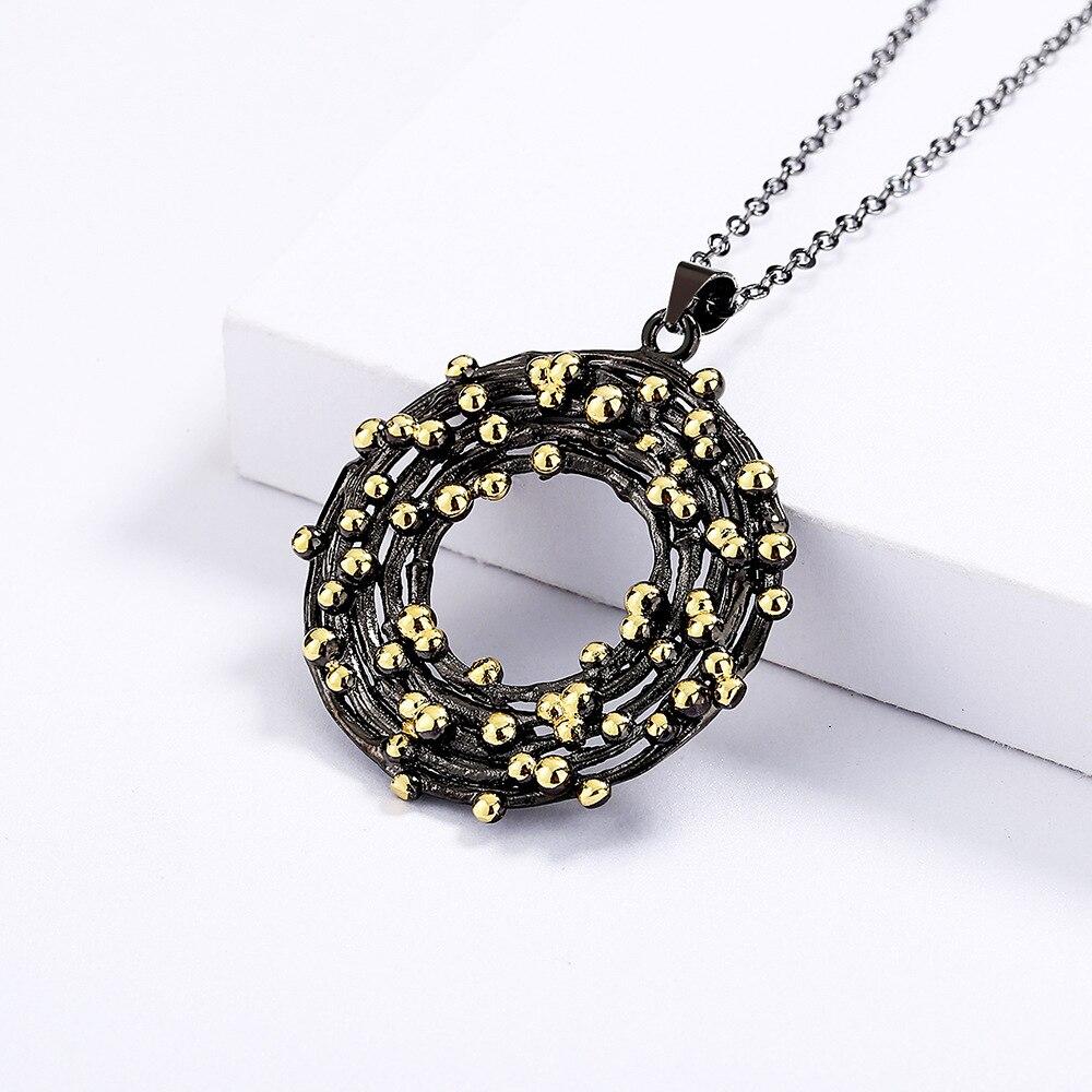 Elegant Women's for Necklace Irregular Polka Dot Circle Necklace Classic Black Gold Jewelry Women's Sweater Chain