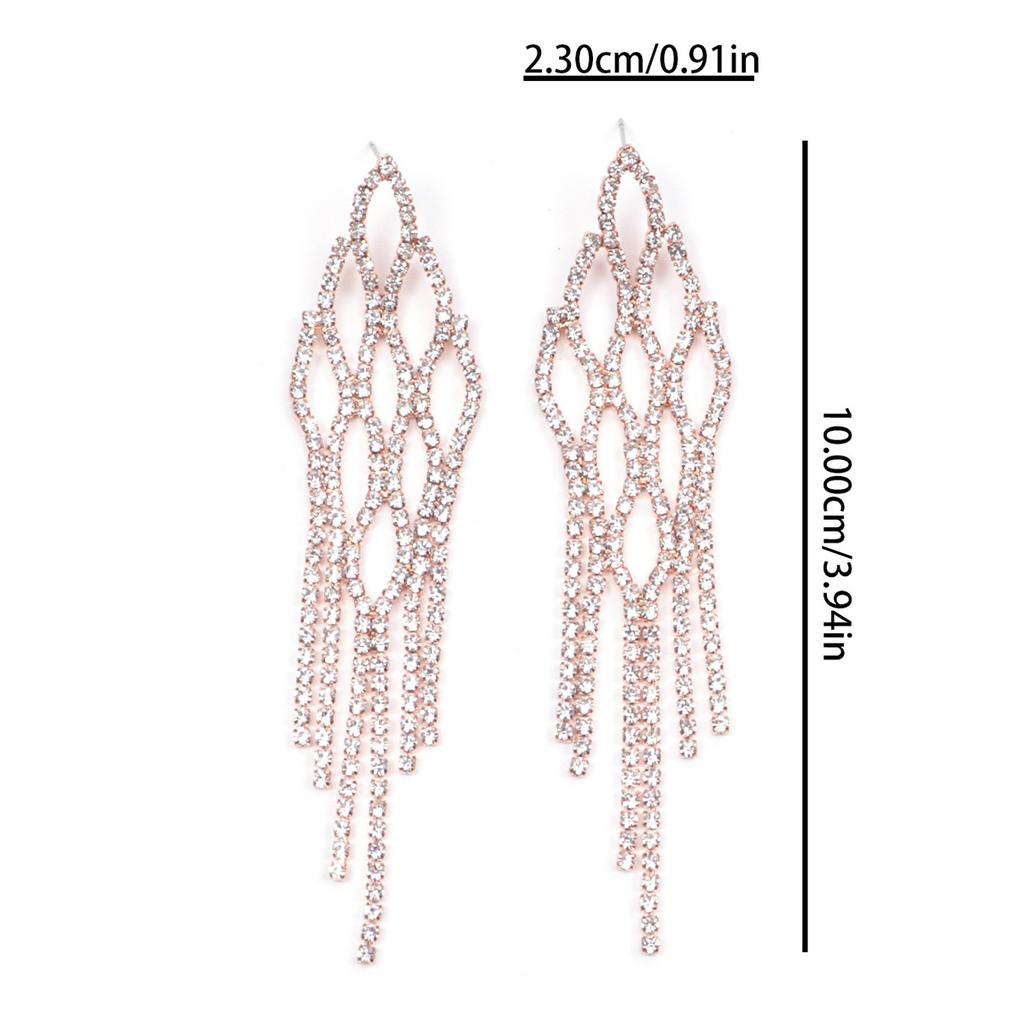 New Fashionable Pair of Exaggerated Large Earrings, Women's Long Style, Round Face with Diamond for Slimming, Fashionable Personality Trend