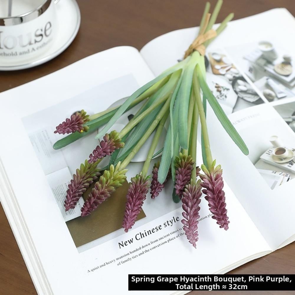 Grape Hyacinths Artificial Hyacinth Bouquet with Leaves Fake Hyacinth Wedding Decoration 1pc