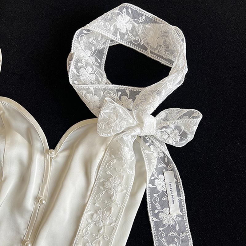 French Lace Scarf Summer Hollow Embroidery Long Ribbon And Belt Accessories