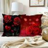 Red Rose and Love Heart Pattern Home Decor Pillow Cover Living Room Sofa Polyester Cushion Cover with Zipper