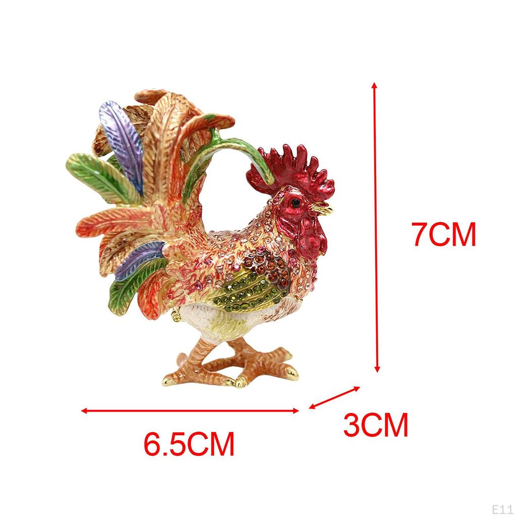 Chicken Figurine Jewelry Box Organizer Decoration Tabletop Sculpture Alloy Trinket