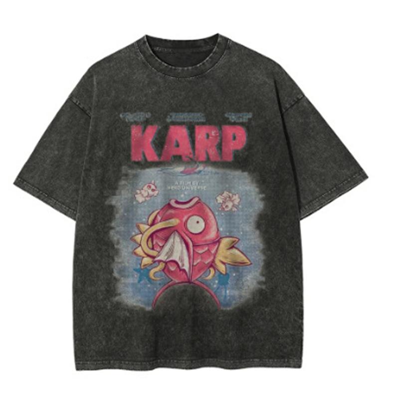 Five-Point Washed T-Shirt T-Sleeve T-Shirt Anime Do Retro Short-Sleeved Old Straight Round Neck S