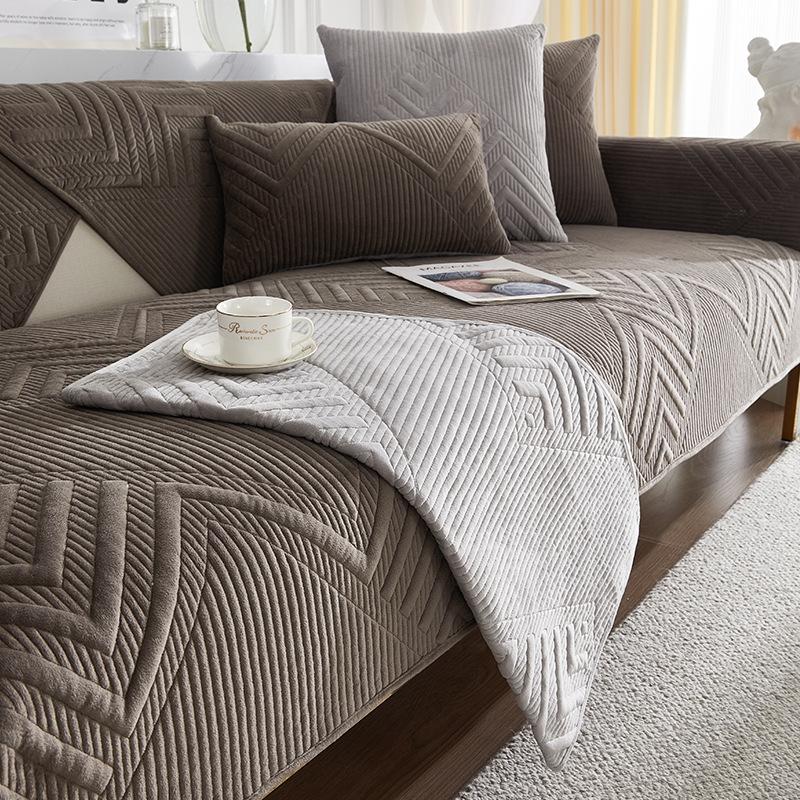 Sofa Cushion Four Seasons Universal Non-Slip Sofa Cover Short Plush Leather Cushion Cover Cloth Cover Modern Simple Thickened
