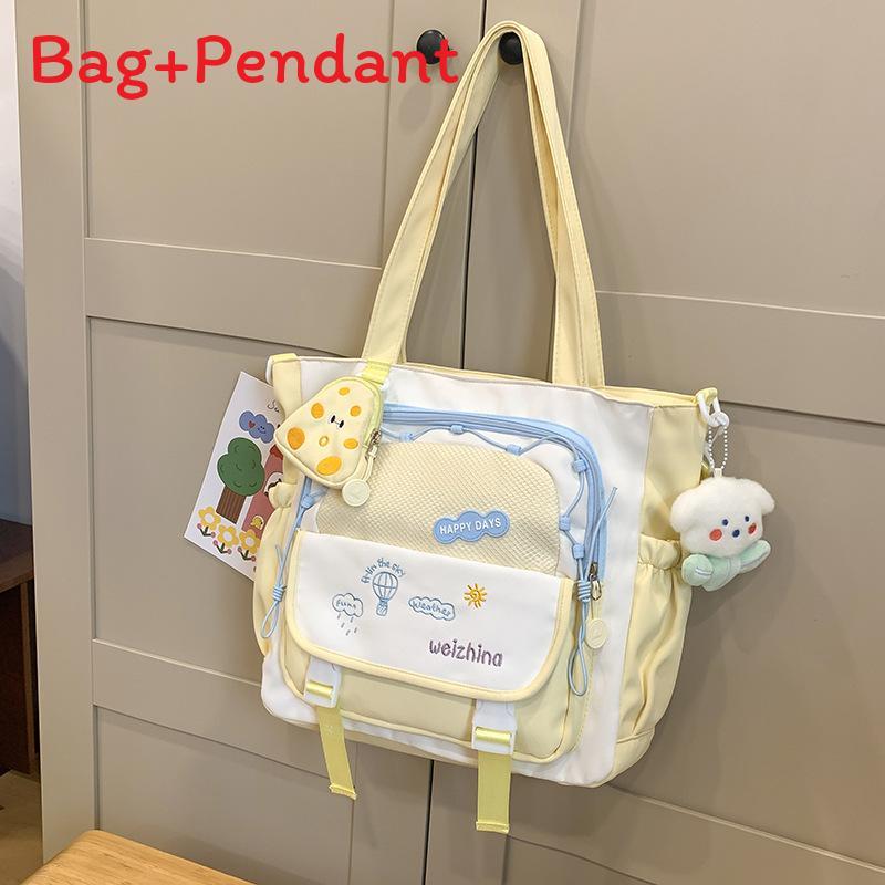 Casual Nylon Shoulder Bag With Letter Pattern For School Use