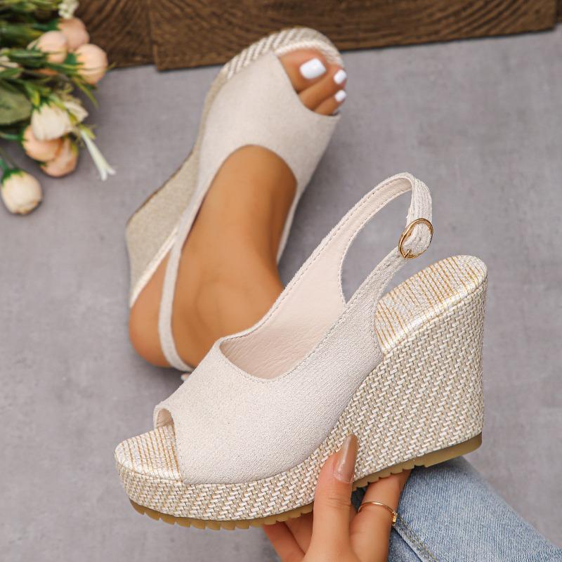 Spot fish mouth European and American large size wedge sandals summer new thick-soled foreign trade Roman sandals women