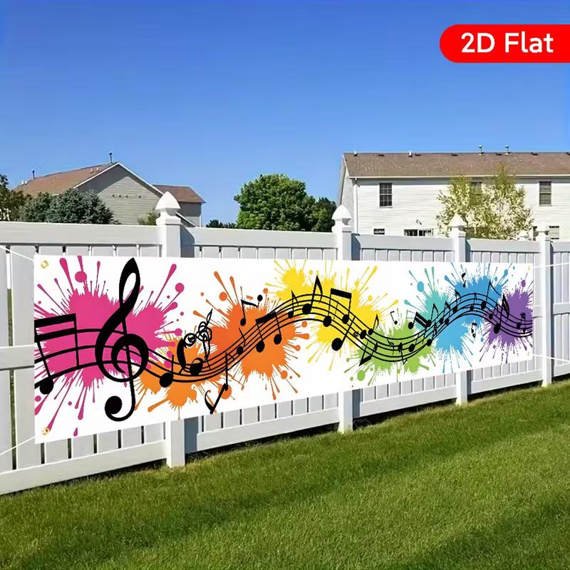

2D Colorful Music Note Banner, Music Themed Outdoor Party Decor 47.2x31.5inch/120*80cm