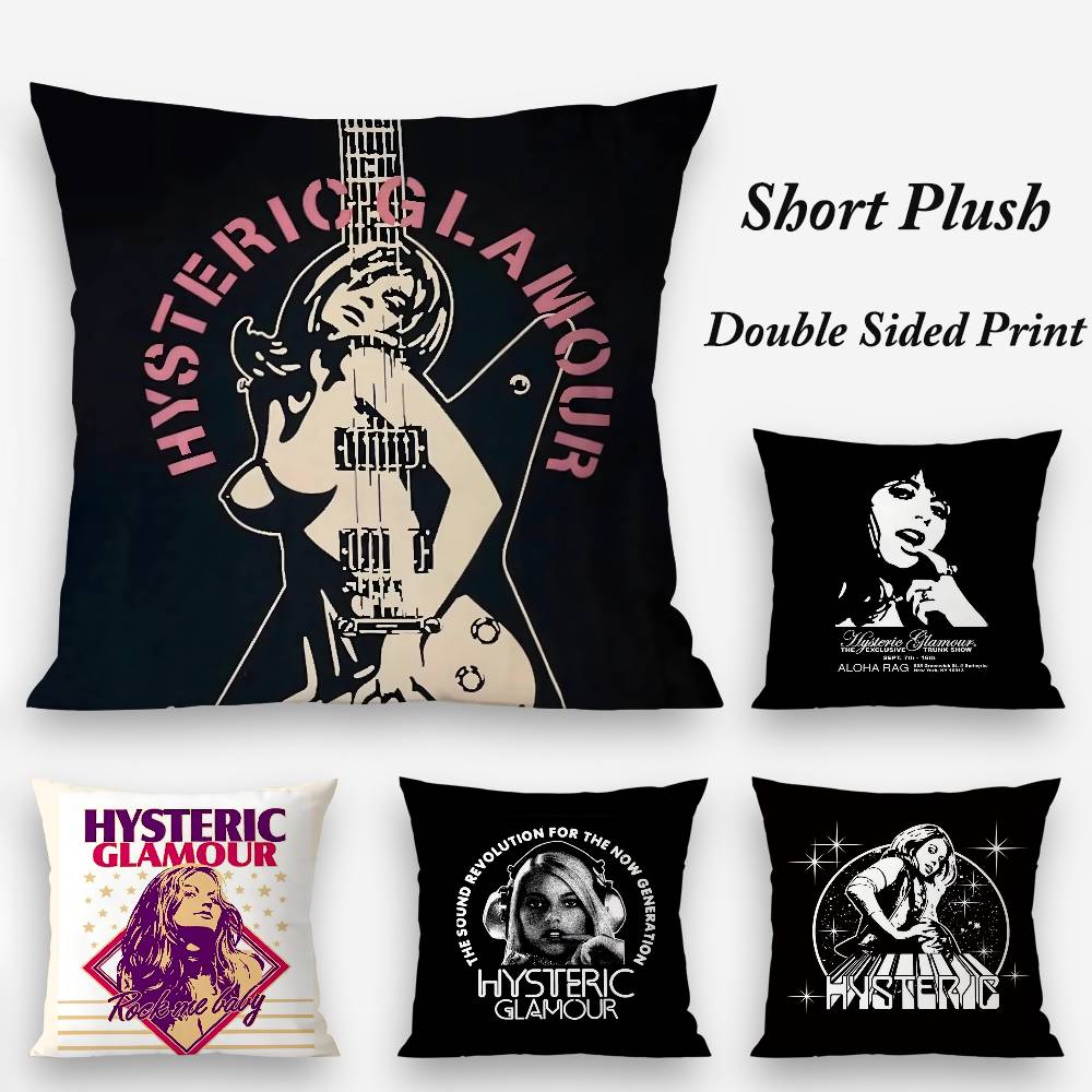 H-Hysterics G-Glamour Pillow Case Plush Fabric Soft Double Sided Print Sofa Cushion Cover Throw Pillow Covers