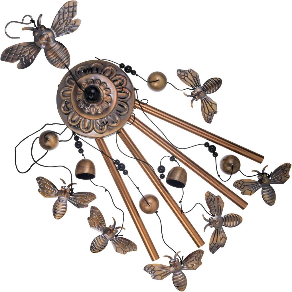 Bronze Bee Wind Chimes for Garden, Gifts for Mom, Home, Balconies, Rooms, Patio, Indoor, Outdoor Bee Decoration, Aluminum Bee Chimes, Bees Wind