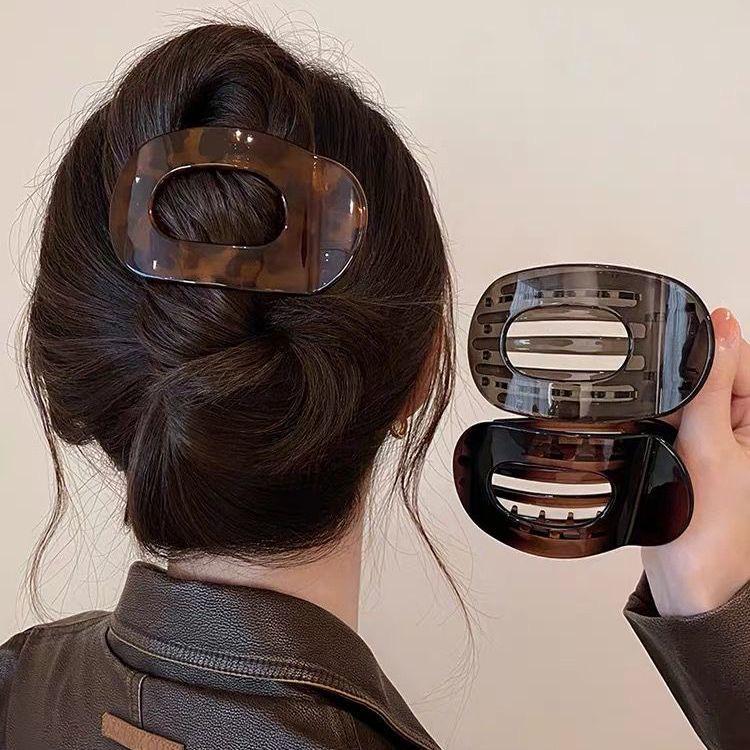 Vintage Abalone Curved Hair Clip - Large Duckbill Claw for Women's Updo, Gentle On Hair