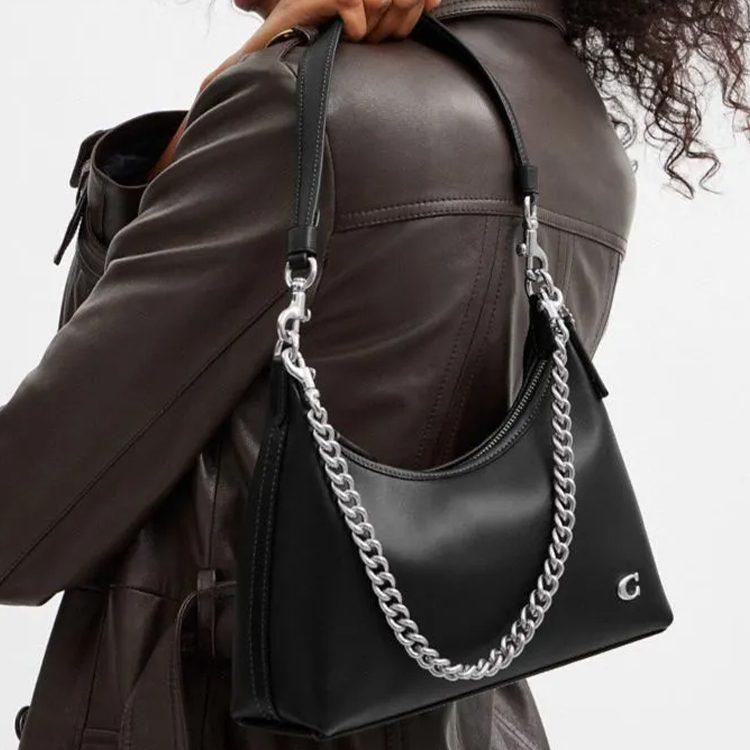 COACH Juliet Cow Leather Handbag Medium Women's Black CW640-LHBLK