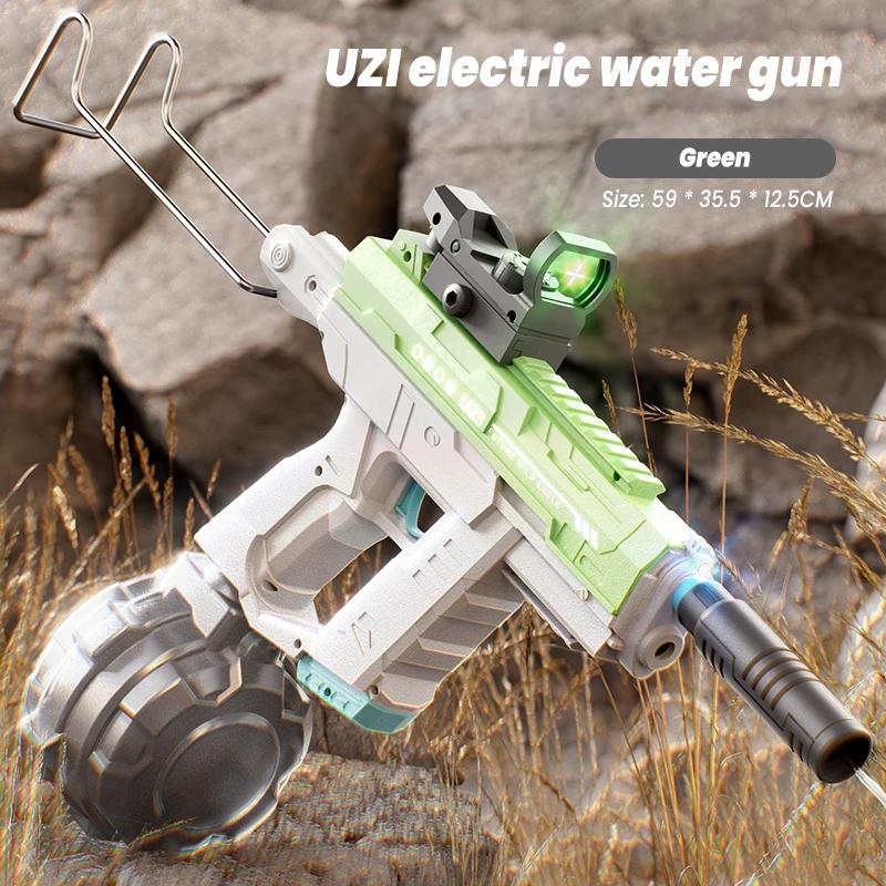 Electric Space Water Gun Uzi Hand Integrated Three Function Scorpion Light Kids Toys Young Boys Splashing Water Play Game Outdoor Present