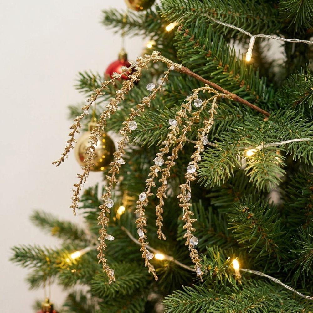 Sparkling Christmas Weeping Spray Pick Realistic Bead Chain Weeping Willow Branch Vase Fill
