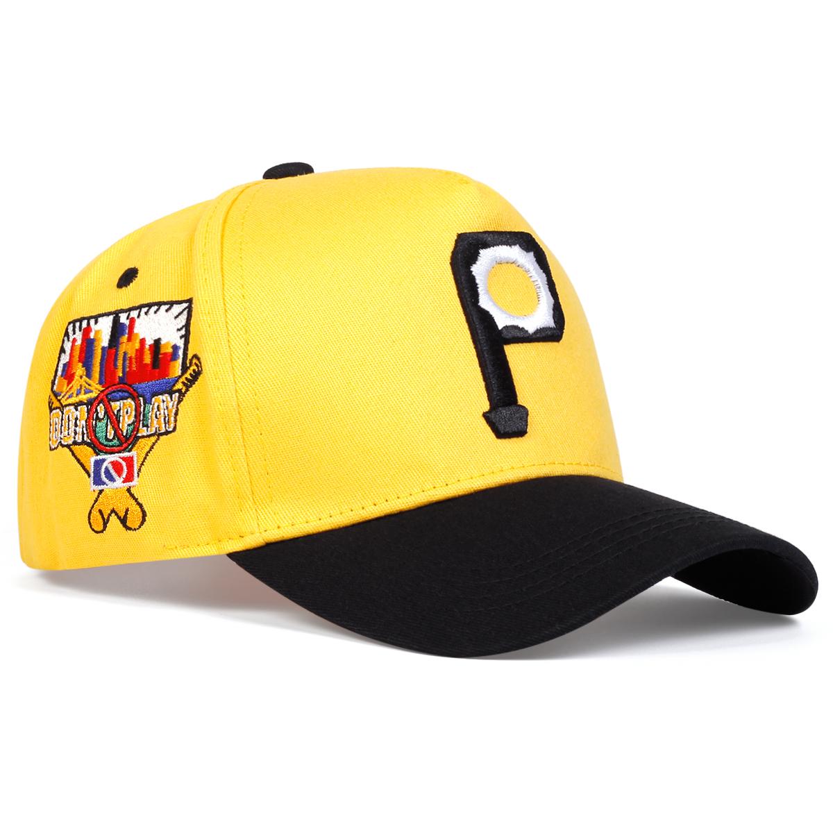 

Бейсболки унисекс с вышитой буквой P, весна-осень, регулируемые, повседневные, солнцезащитные шляпы жёлтый