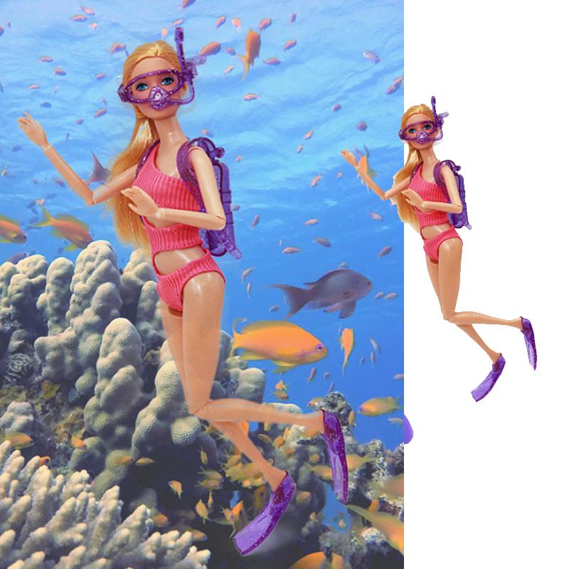 4Pcs 30cm/11.5 Set Funny Clothes Accessories Summer Swimwear Dolls Bikini Diving Suit Swim Ring Sunhat Beach Chair and for Kid Friendly Entertaining