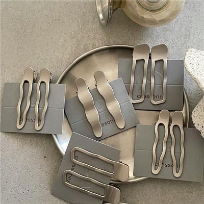 Silver Wave Line Geometric Duckbill Hair Clip Set