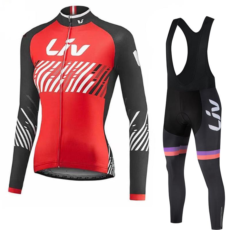 2026 Long Sleeved Cycling Suit Set  Women's Cycling Bib Women's Exclusive Seat Cushion Autumn Winter Cycling Sportswear Set Road Cycling Top