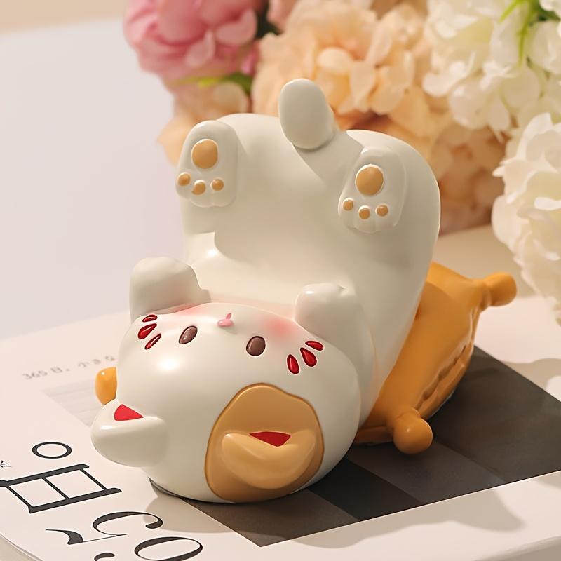 Charming Cat-Shaped Resin Phone Stand with Floral Design Ideal for Students Professionals,Perfect Gift for Birthdays, Christmas,Cute Desk Decor
