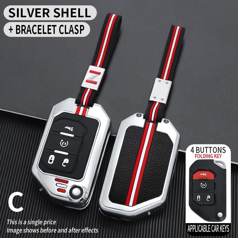 Zinc Alloy Car Key Case For Jeep Gladiator Jt Sahara Jlu Jk Wrangler Jl Rubicon Accessories