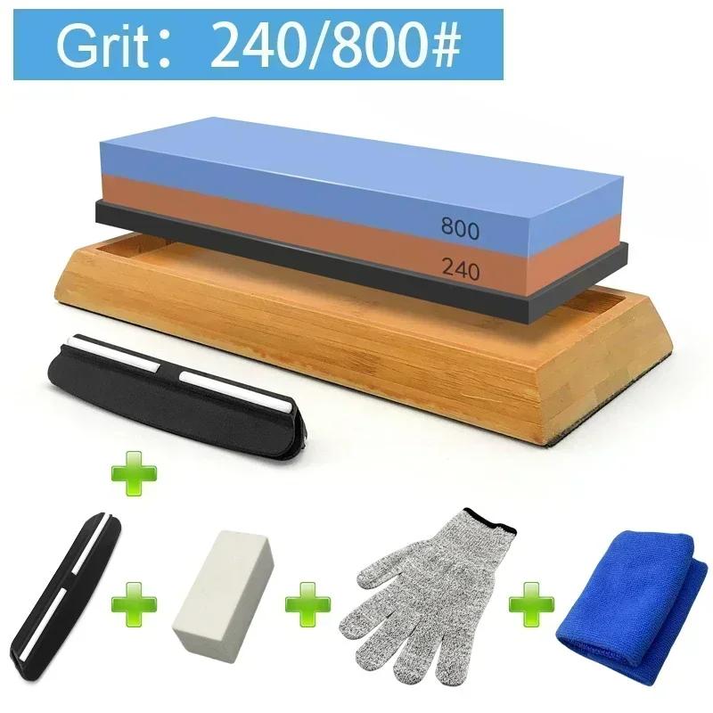 1-7 Stück Schärfstein Messerschärfer Körnung 240-8000# Wetzstein Professionelles Schleifstein-Set Holzbasis Winkelführung Polierset