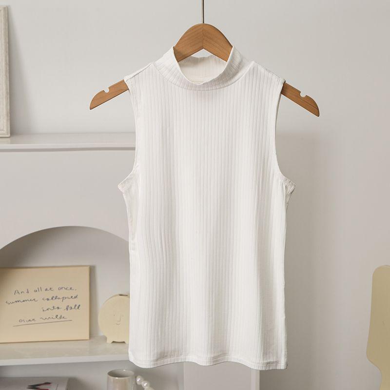 

Normcore Soft Экспорт США Маленький водолазка Без рукавов Вязаный жилет в полоску White L