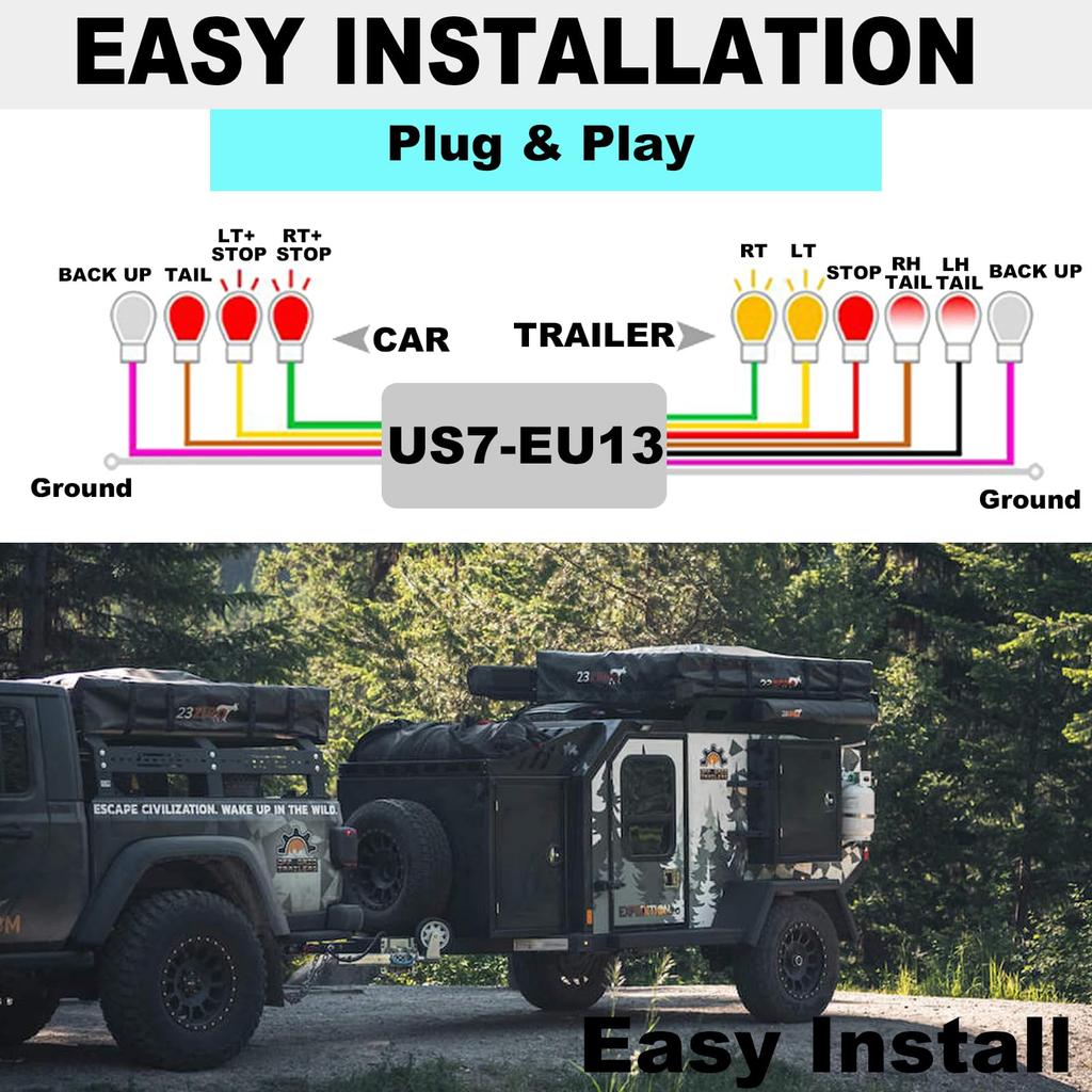 US to EU Trailer Light Converter US Vehicles with 7 Way Connector 13