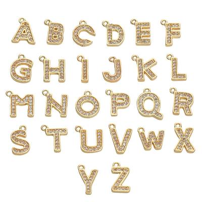Kupfer-Zirkonium-gebundener 26-Buchstaben-Anhänger für DIY-Schmuckherstellung, Bastelzubehör
