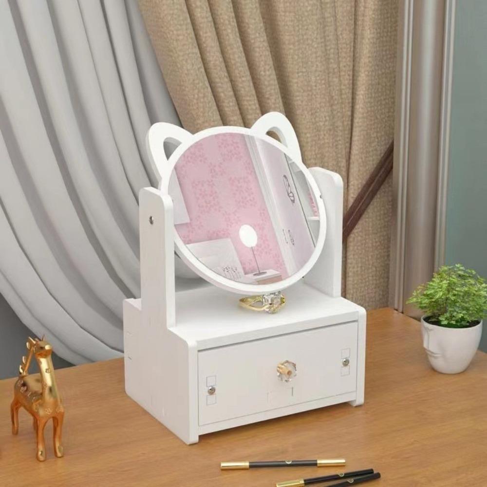 New Household Makeup Mirror Drawer Type Multifunctional Jewelry Sorting Rack Desktop Skin Care Lipstick Shelf Makeup Tool Kit