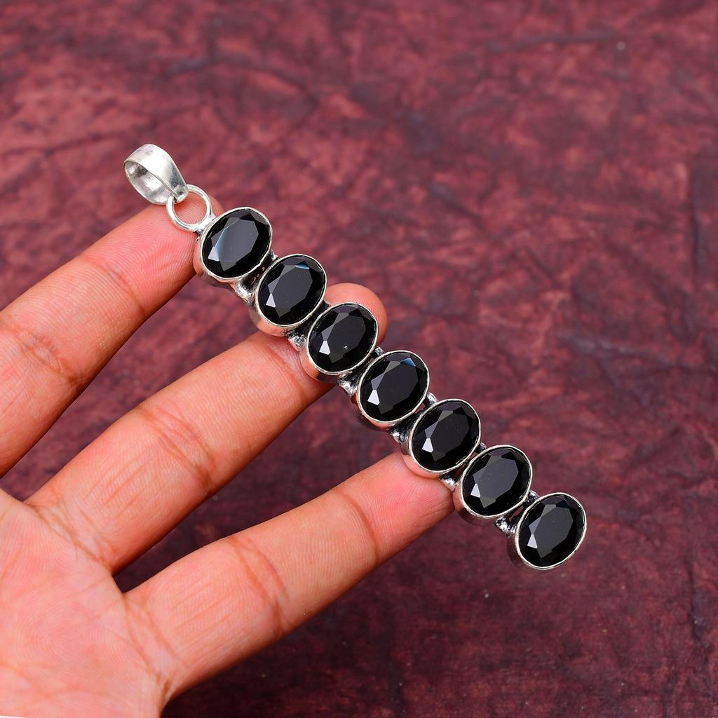 Awesome Black Onyx Gemstone Pendant: 925 Sterling Silver Handmade Pendant Necklace Jewelry