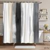 Modern Abstract Shower Curtain Gray White Beige Painted Stripes, Minimalist Art Bath Curtain For Elegant Bathroom And Home Decor