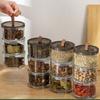 Portable Plastic Spice Storage Box Round Transparent Airtight Jar Stackable Multi-Layer Food Container Coffee Beans