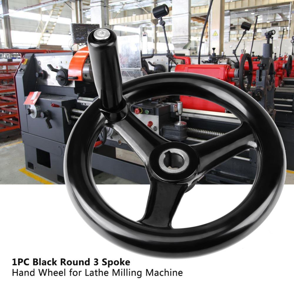 200x18mm Size Plastic Hand Wheel Black Bakelite Handwheel 3-Spoke Hand Wheel For Machine Tool