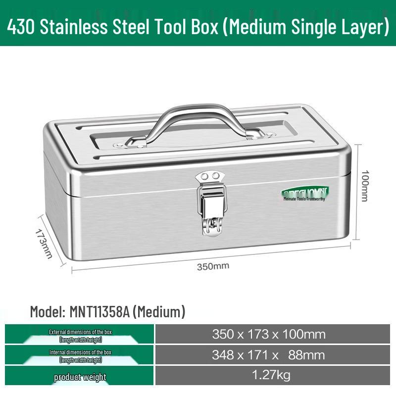 Extra-Large Stainless Steel Toolbox with Lock Hole for Home and Truck Use