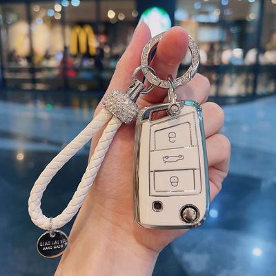 TPU Car Key Case Remote Cover Shell Holder Chain Styling Fob For VW Volkswagen T-ROC Golf 7 Polo Tiguan T-Cross Jetta EOS Beetle