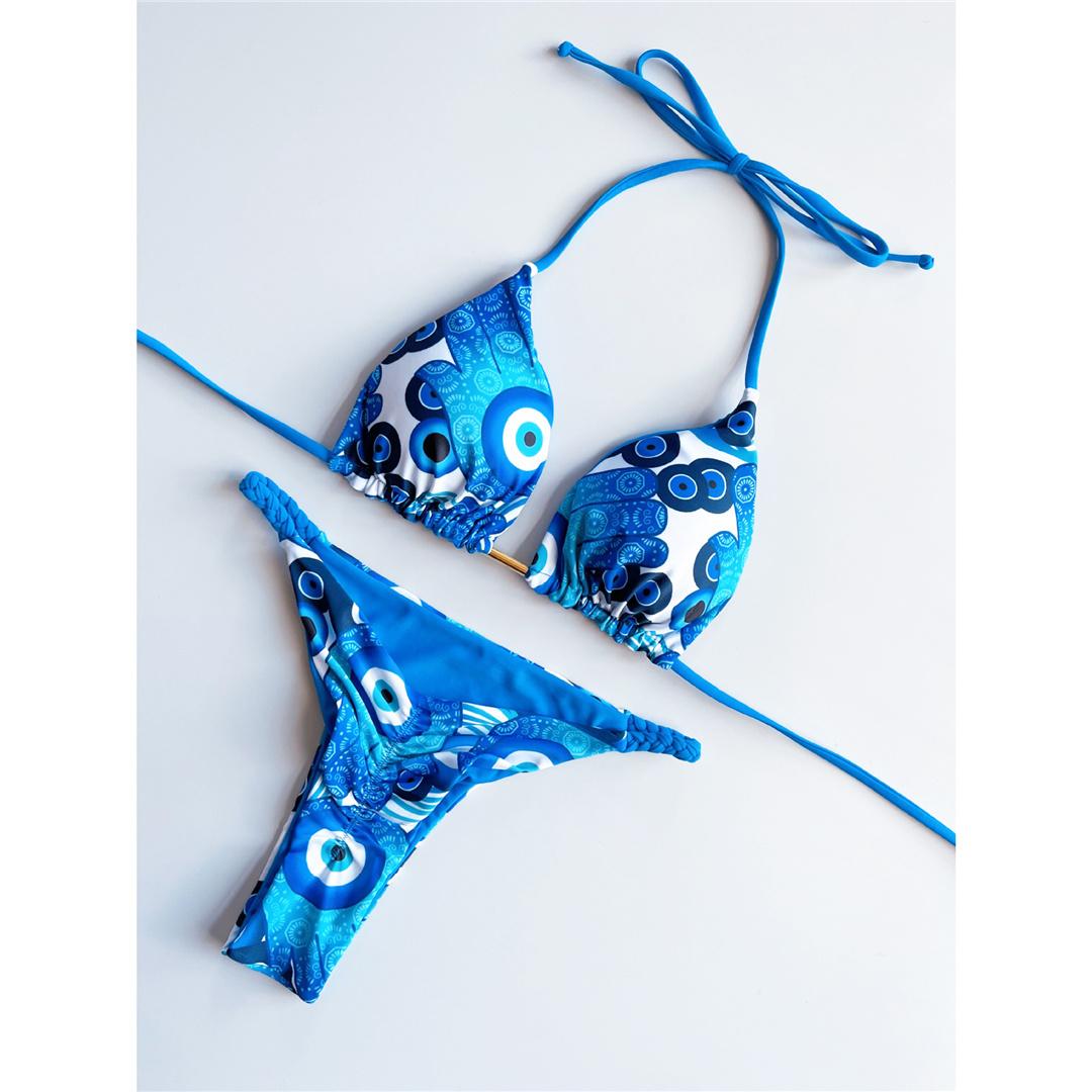 

Женский купальник с леопардовым принтом, бикини с лямкой на шее, женский купальник, комплект бикини из двух частей, купальный костюм для плавания L