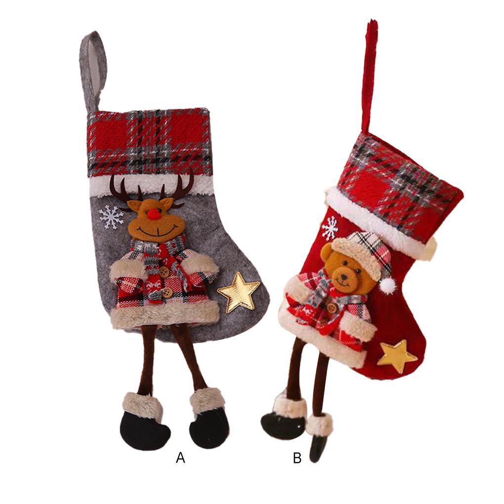 Weihnachtsstrümpfe Elch Bär Puppe Cartoon Socken Snackbehälter Schaufenster Weihnachtsbaum Goodie-Bag Hängeanhänger Party Feiertag